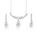 Horeshoe Design Necklace Earrings Set in Sterling Silver with CZ Diamonds
