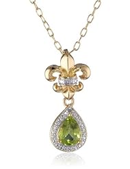 Bronze and 18k Yellow Gold Plated Two-Tone Genuine Fleur De Lis Teardrop Pendant Necklace, 18"