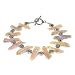 Handmade White Biwa Pearl Bracelet With Antiqued Silver Floral Beads