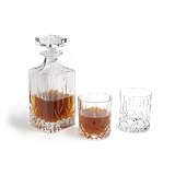 Whiskeykaraffe aus Kristallglas mit zwei Whiskygl�sern, Tolles Designvon "Golf & More"
