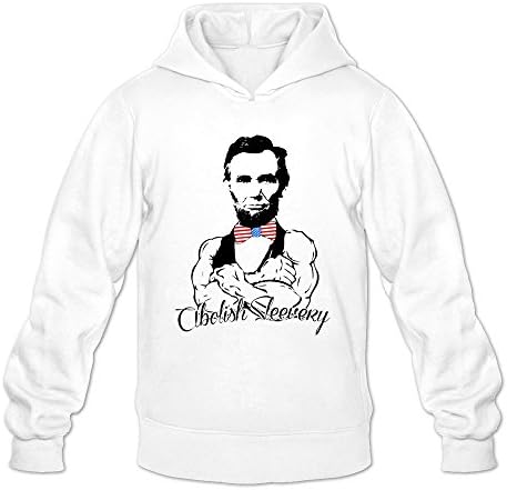 Zcycll Men's Abe Lincoln Abolish Sleevery Funny Logo White Medium Hoodie