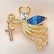 Pack of 8 Gold Plated September Birthstone Angel With Cross Pins