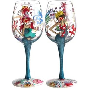 Bottom Up 15-Ounce Happy Birthday Handpainted Wine Glass