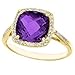 Cushion-Cut Amethyst and Diamond Cocktail Ring 14k title=