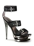 Black Dual Platform Buckle Straps Sexy Stiletto - 9