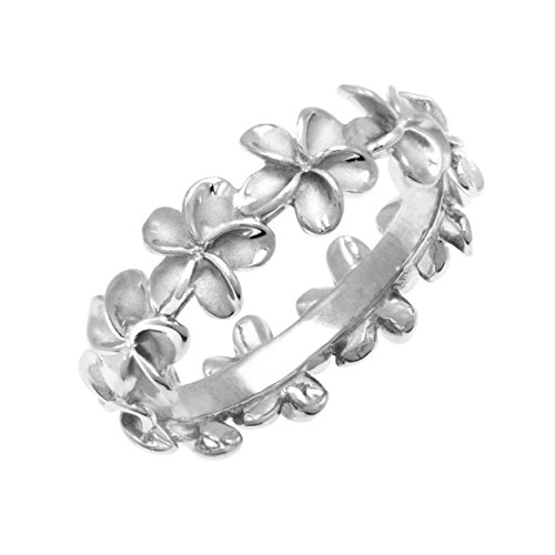 Plumeria Eternity Ring in Sterling Silver - 8mm