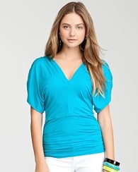 Drape Sleeve Deep V-Neck Top