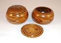 Set of two large go bowls, Natural Date wood, holds up to 21mm stones