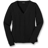 Long-Sleeve Cable-Knit V-Neck Sweater