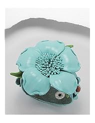 Light Blue Flower Leather Bracelet In White Base