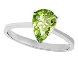 1.50 cttw 14K Gold Genuine Peridot Pear Shape Solitaire Engagement Ring
