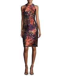 Cocktail Floral Print Sleeveless Sheath Brocade  Dress