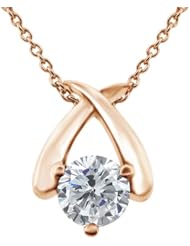 1.00 Ct Round H/I I1 Diamond 925 Rose Gold Plated Silver Pendant