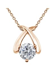 1.00 Ct Round H/I I1 Diamond 18K Rose Gold Pendant