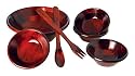 Wooden Salad Bowl Set, 7-Peice, Mahogany