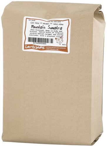 Larry's Beans Fair Trade Organic Coffee, Mountain Sumatra, Whole Bean, 5-Pound Bag