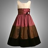 Bonnie Jean Girl PLUS SIZE 12.5-20.5 BROWN MAGENTA IVORY IRIDESCENT COLOR BLOCK Special Occasion Wedding Flower Girl Holiday Party Dress