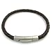 Brown Braided Leather Bracelet with Stainless Steel Cylindrical Clasp