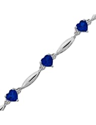 Created Sapphire Heart and Diamond Bracelet