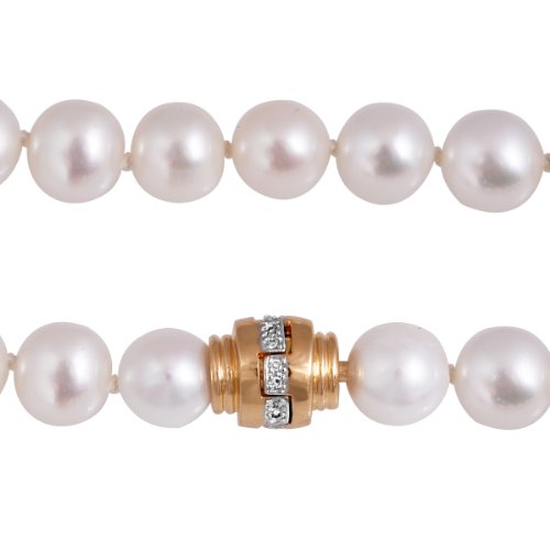 Bella Donna Damen Perlencollier 333/000 Gelb-Gold 16 Diamanten S&uuml;&szlig;wasserzucht-Perlen wei&szlig;  Preisvergleich