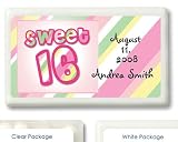 Baby Keepsake: Candy Stripe Design Sweet Sixteen Personalized Mint Container Favors - (Set of 24)