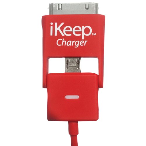 iKeep CC1RED 6-Feet Candi Cord Universal Charging Cord - Retail Packaging - Red