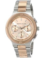Kenneth Jay Lane Womens KJLANE-2135 Chronograph Rose Gold Tone Dial Two Tone Stainless Steel Watch