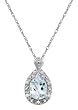 10k White Gold, March Birthstone, Aquamarine and Diamond Pear Shaped Pendant