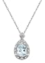 10k White Gold, March Birthstone, Aquamarine and Diamond Pear Shaped Pendant
