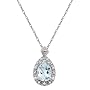 10k White Gold, March Birthstone, Aquamarine and Diamond Pear Shaped Pendant