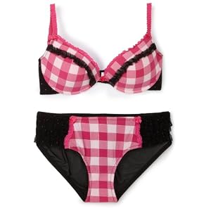 Dollhouse Ladies Check Print Underwire With Matching Boyshort