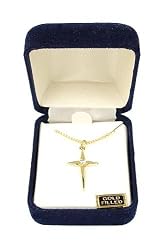 Pack of 2 Gold Rhinestone Star Cross Pendant Necklaces