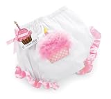 Mud Pie Baby Birthday Pink and White Decorated Cotton Bloomers, Cupcake 12-18 Months