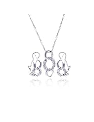 Nickel Free Sterling Silver Pendant & Earring Sets Link CZ Set