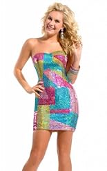 Applique Crystal Crystals Lace Beaded Sequined Chiffon/Taffeta/Tulle Short Bridesmaid Dress/Prom Dress 