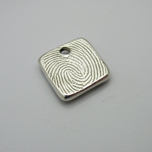 Personalized Silver Square Fingerprint Charm or Pendant
