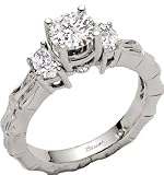 Two Half Moon Diamond Engagement Ring .46cttw (CZ ctr)