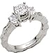 Two Half Moon Diamond Engagement Ring .46cttw (CZ ctr)
