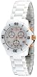 Oniss #ON8206-LRG7 Women's Rose Gold Trim White Ceramic Chronograph Watch
