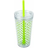 Copco 2510-0431 Minimus Tumbler with Straw, 24-Ounce, Lime Dots