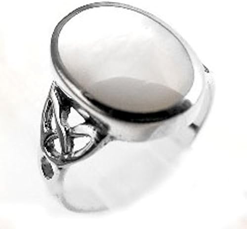 Sterling Silver Mother of Pearl Inlay Celtic Knot Ring Size 10(Sizes 5,6,7,8,9,10)