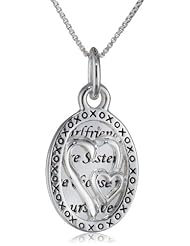 Sterling Silver "Girlfriends Are Sisters We Choose For Ourselves" Two-Piece Pendant Necklace with Hearts, 18"