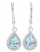 1.98ct PearShaped Genuine Aquamarine Dangle Earrings with Diamonds 14Kt White Gold with hinged leverbacks