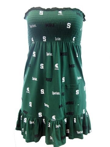 Michigan State University Game Day Ruffled Strapless Dress