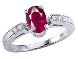 1.09 cts Genuine Ruby and Diamond Ring - 14kt White or Yellow Gold FREE GIFT BAG!