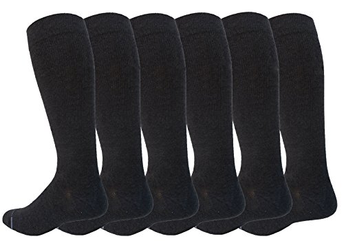 6 Pairs men's Dr. Motion 8-15 mmHg Graduated Supports Compression Knee High Socks - Sock size:(10-13)