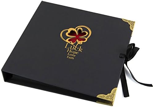 AnnyMart Scrapbook Vintage Photo Album Anniversary Scrapbook DIY Photo Albums Valentines Day Gifts Christmas Gifts with Decorate Supplies and High Grade Packaging(small size) (Love Four Leaf Clover)