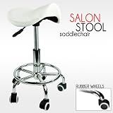 Footrest Saddle Working Stool Doctor Dentist Salon Spa Barber White Chair PU Leather