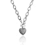 Sterling Silver Pave Diamond Heart Necklace