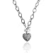 Sterling Silver Pave Diamond Heart Necklace